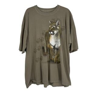 Vtg Y2K 00s Wild Cotton Cougar Mountain Lion Graphic Tee Mens XXL? Gregg Murray
